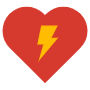 Symbol For Heart Attack And Yellow Bolt free icon for commercial use