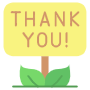 Thank You Yellow Signboard Message And Green Leaves free icon for commercial use