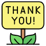 Thank You Yellow Signboard Message And Leaves free icon for commercial use
