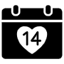 Valentines Day Black Calendar And Heart free icon for commercial use