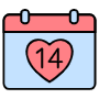 Valentines Day Calendar And Heart February 14 free icon for commercial use