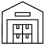 Warehouse And Boxes Black Outline free icon for commercial use