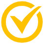 Yellow Check Mark Circular free icon for commercial use
