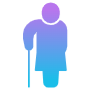Old Woman And Blue Walking Stick icon