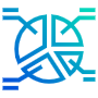 Pie Chart 4 Slices And Statistics Blue Outline free icon for commercial use