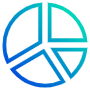 Pie Chart 4 Slices Blue Outline free icon for commercial use