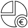 Pie Chart 75 Percent And Euro Sign Black Outline free icon for commercial use