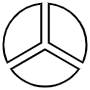 Pie Chart Market Size 3 Equal Slices Black Outline free icon for commercial use
