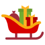 Santa Claus Red Sleigh And Gift Boxes free icon for commercial use