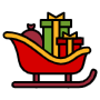Santa Claus Sleigh And Gift Boxes free icon for commercial use