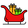 Santa Claus Sleigh And Two Gift Boxes free icon for commercial use