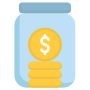 Saving Money Jar And Dollar Coins free icon for commercial use