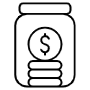 Saving Money Jar Black Outline free icon for commercial use