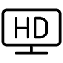 Screen And Hd Video Quality Black Outline Sign free icon for commercial use