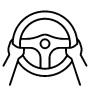 Steering Wheel And Driver Hands Black Outline icon