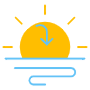 Sunset And Blue Down Arrow free icon for commercial use
