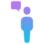 Talking Man And Blue Speech Bubble icon
