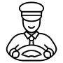 Taxi Driver And Steering Wheel Black Outline icon