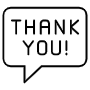 Thank You Chat Bubble Black Outline free icon for commercial use