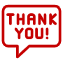 Thank You Chat Bubble Red Outline free icon for commercial use