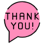 Thank You Circle Pink Chat Bubble Message free icon for commercial use