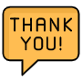 Thank You Yellow Chat Speech Bubble free icon for commercial use