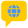 Translation Yellow Speech Bubble And Globe free icon for commercial use