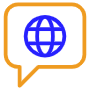 Translation Yellow Speech Bubble And Globe free icon for commercial use