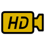 Yellow Camera And Hd Quality Sign icon