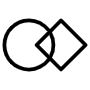 Abstract Circle And Square Black Outline icon