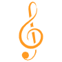 Aesthetic Orange Treble Clef Musical Note icon