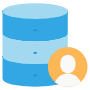 Blue Database Admin Or User Symbol free icon for commercial use