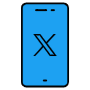 Blue Smartphone And Twitter Logo free icon for commercial use