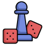 Board Game Dices And Blue Figure icon
