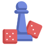 Board Game Red Dices And Blue Figure icon