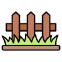 Brown Fence And Green Grass icon