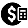 Budget Calculator And Black Dollar Coin free icon for commercial use