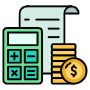 Budget Calculator And Dollar Coins free icon for commercial use