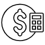 Budget Calculator And Dollar Sign Black Outline free icon for commercial use