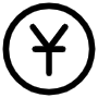 Chinese Yuan Coin Black Outline icon
