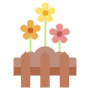 Colored Flowers And Fence free icon for commercial use