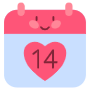 Cute February 14 Valentines Day Calendar And Pink Heart free icon for commercial use