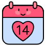 Cute February 14 Valentines Day Calendar free icon for commercial use