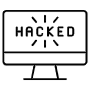 Cyber Security Hacked Computer Black Outline icon