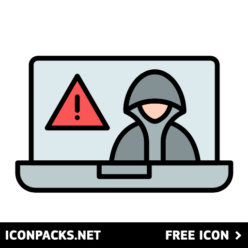 Free Cyber Security Hacker Threats Laptop Icon, Symbol. Download in SVG ...
