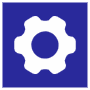 Dark Blue Settings Gear Square free icon for commercial use