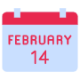 February 14 Valentines Day Blue Calendar free icon for commercial use