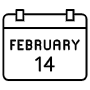 February 14 Valentines Day Calendar Black Outline free icon for commercial use
