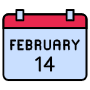 February 14 Valentines Day Calendar free icon for commercial use