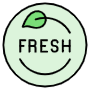 Fresh Food And Leaf Sticker Label icon